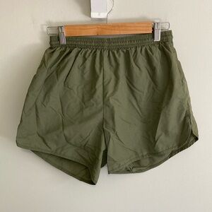 Women’s Soffe Olive Green Nylon Running Shorts, Size Medium, lined